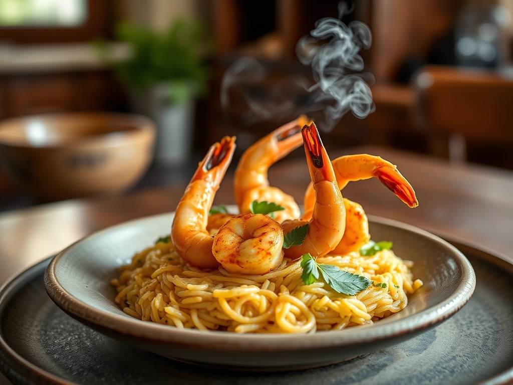Gambas con arroz veloz