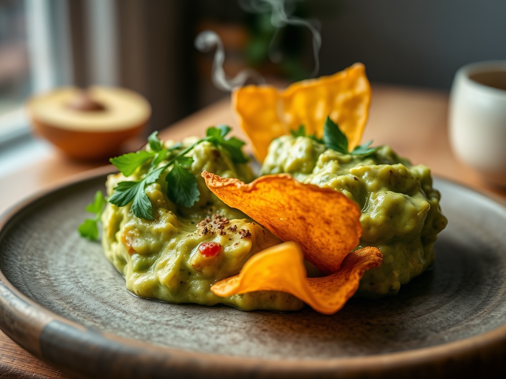 Guacamole con chips de maíz