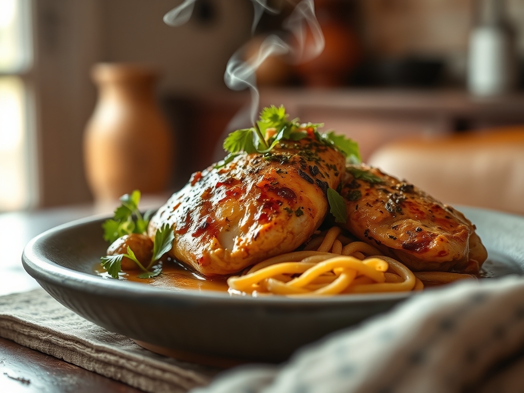 Pollo con champiñones