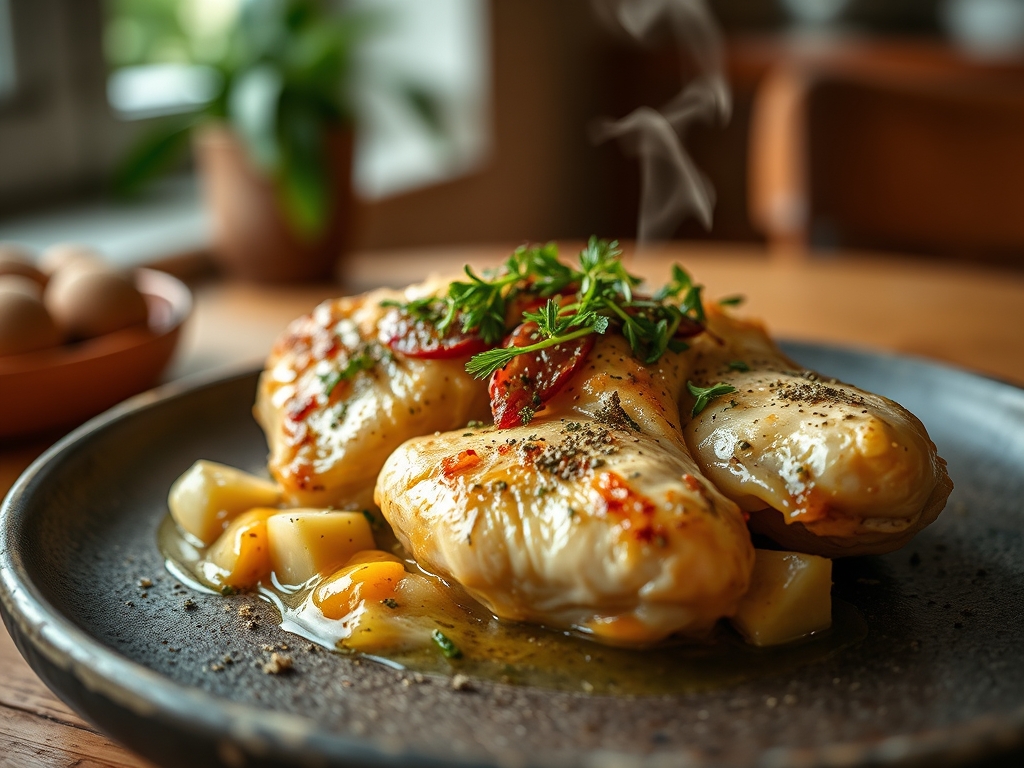 Pollo con limón y orégano