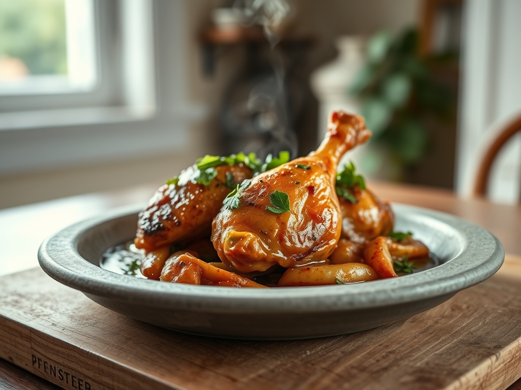 Pollo entero en olla lenta