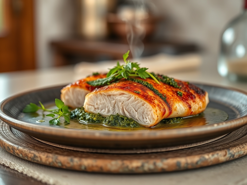 Salmón al horno con pesto