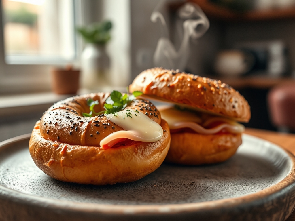 Bagels con salmón y queso