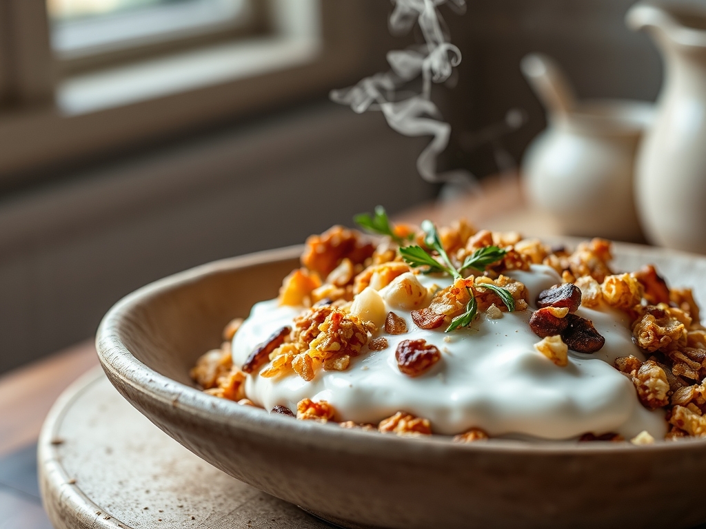 Granola con kéfir y nueces