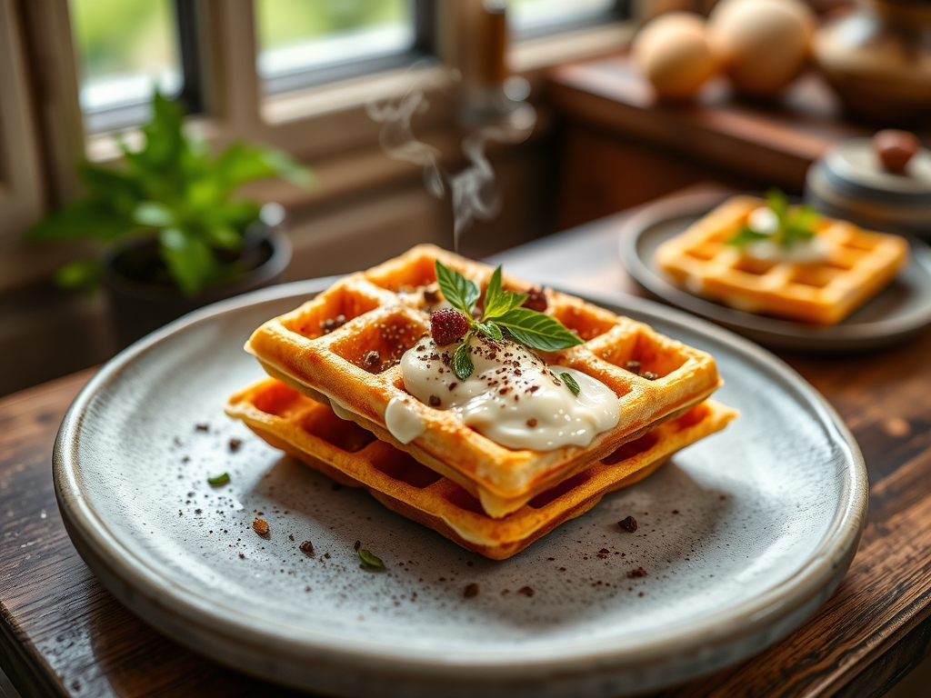 Waffles de yogur esponjosos